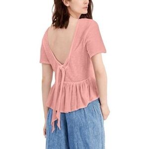 INC International Concepts Peach Tie Back Ruffle Hem Women's Top Size S NWT